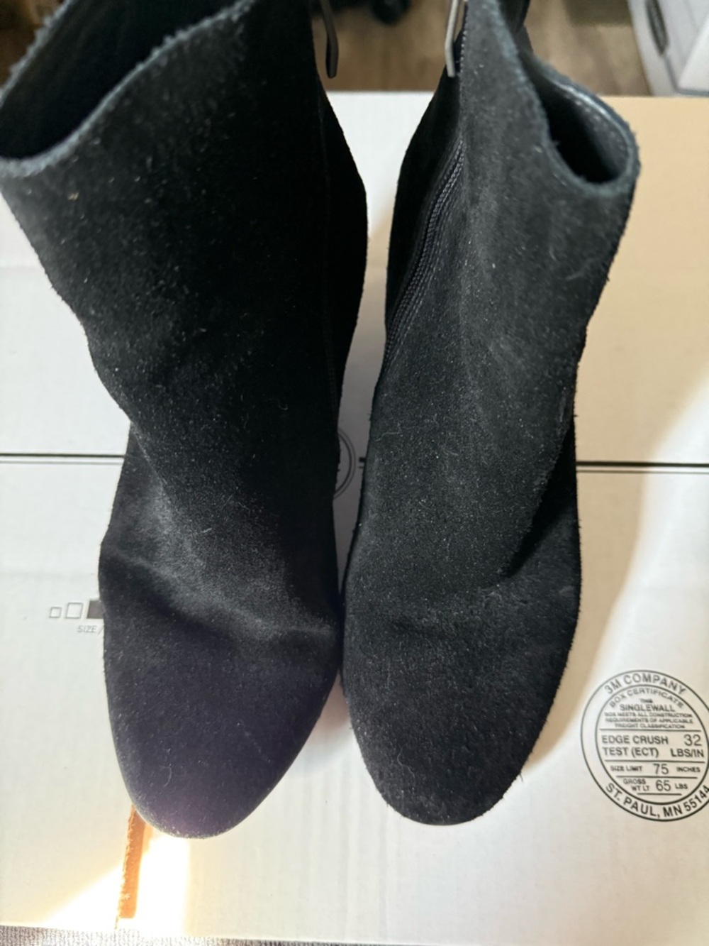 Vince Camuto Black Suede wedge Ankle Boots - Women's Classic Zip Bootie